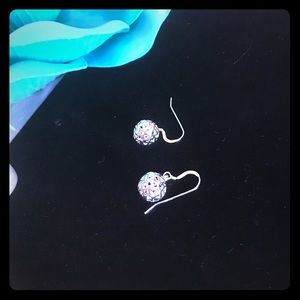 Sterling Silver Heart Ball Drop Earrings